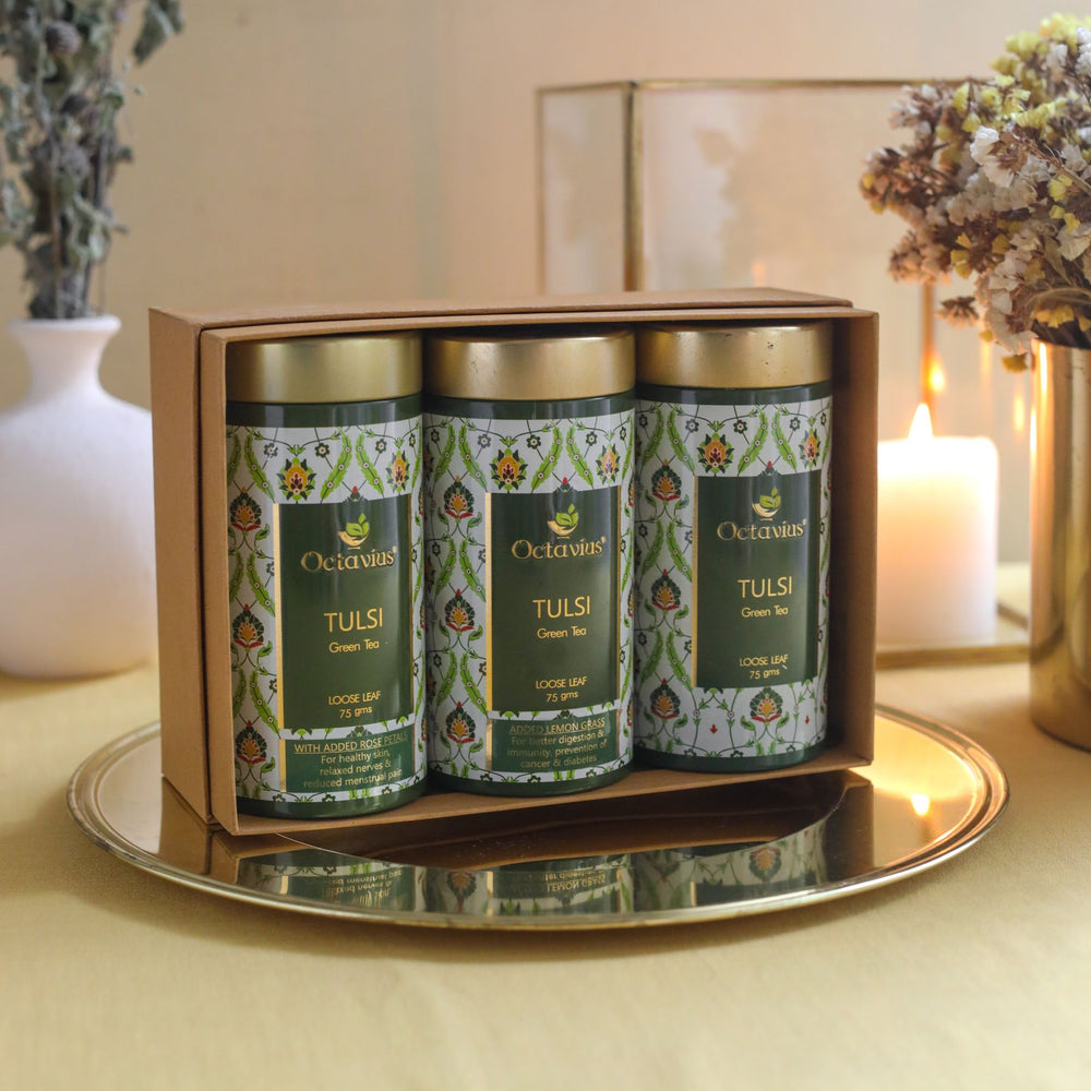 Octavius Tea Collection| Truly Tulsi Teas Ranges - 3 Tins Packed In An Exclusive Gift box-1