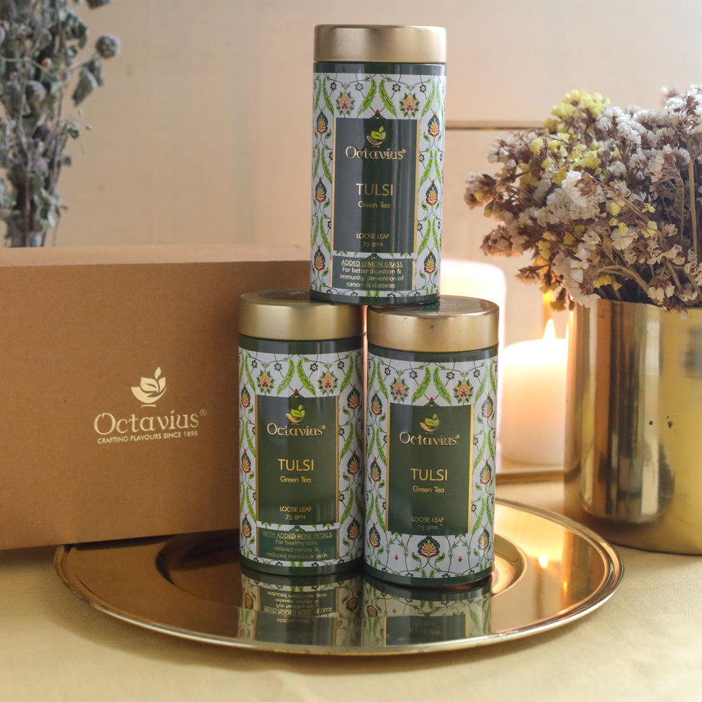 Octavius Tea Collection| Truly Tulsi Teas Ranges - 3 Tins Packed In An Exclusive Gift box-5