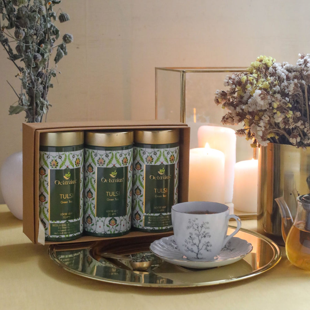 Octavius Tea Collection| Truly Tulsi Teas Ranges - 3 Tins Packed In An Exclusive Gift box-3