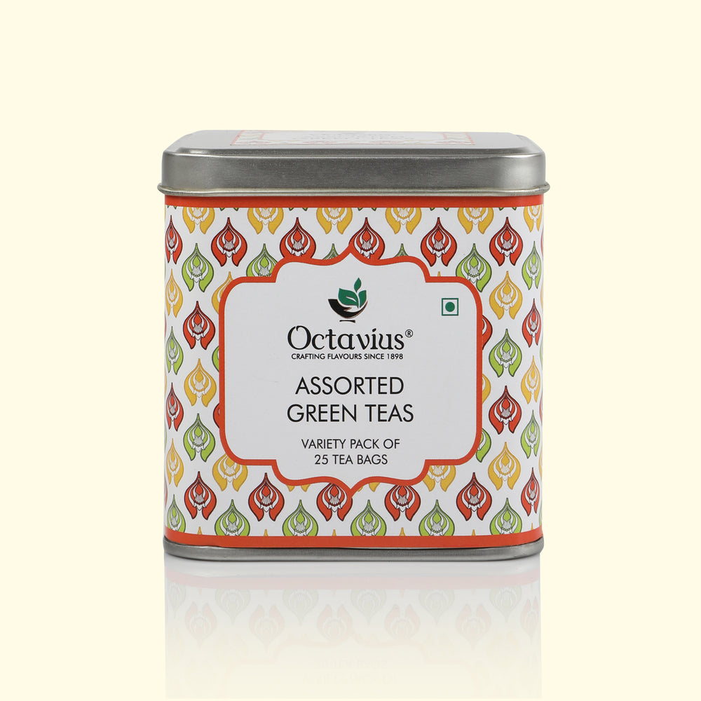 Octavius Assorted Green Teas | Variety Pack of 25 Tea Bags in Gift Box