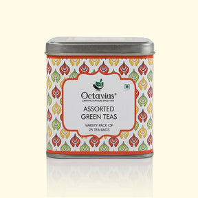 Octavius Assorted Green Teas | Variety Pack of 25 Tea Bags in Gift Box