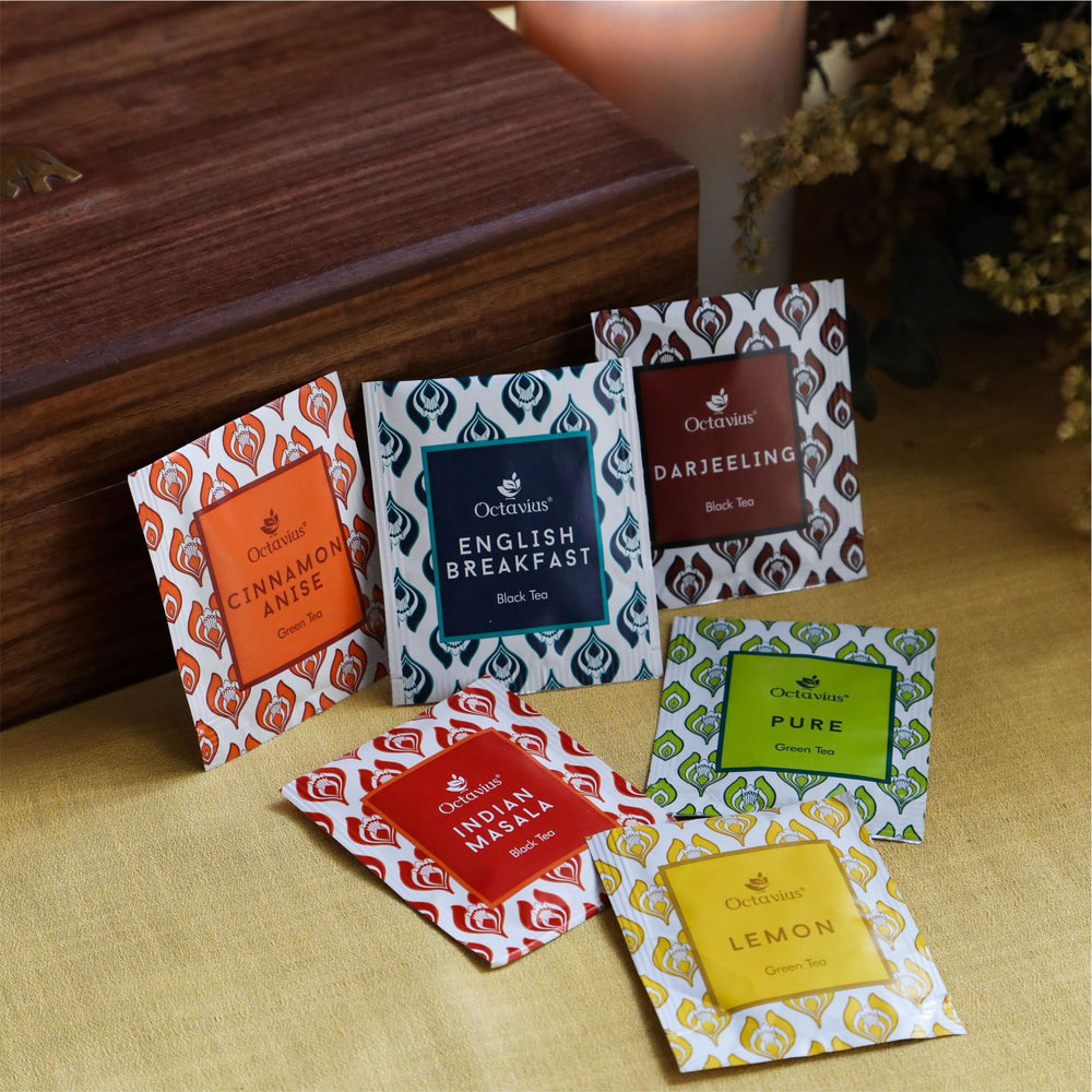 Octavius Assortment of Fine Black & Green Teas in Darkwood Caddy - 120 Teabags-4