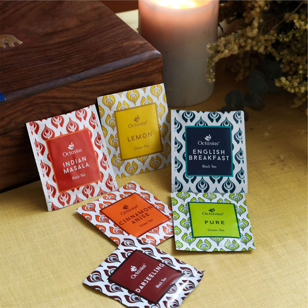 Octavius Assortment of Fine Black & Green Teas in Darkwood Caddy - 90 Teabags-4