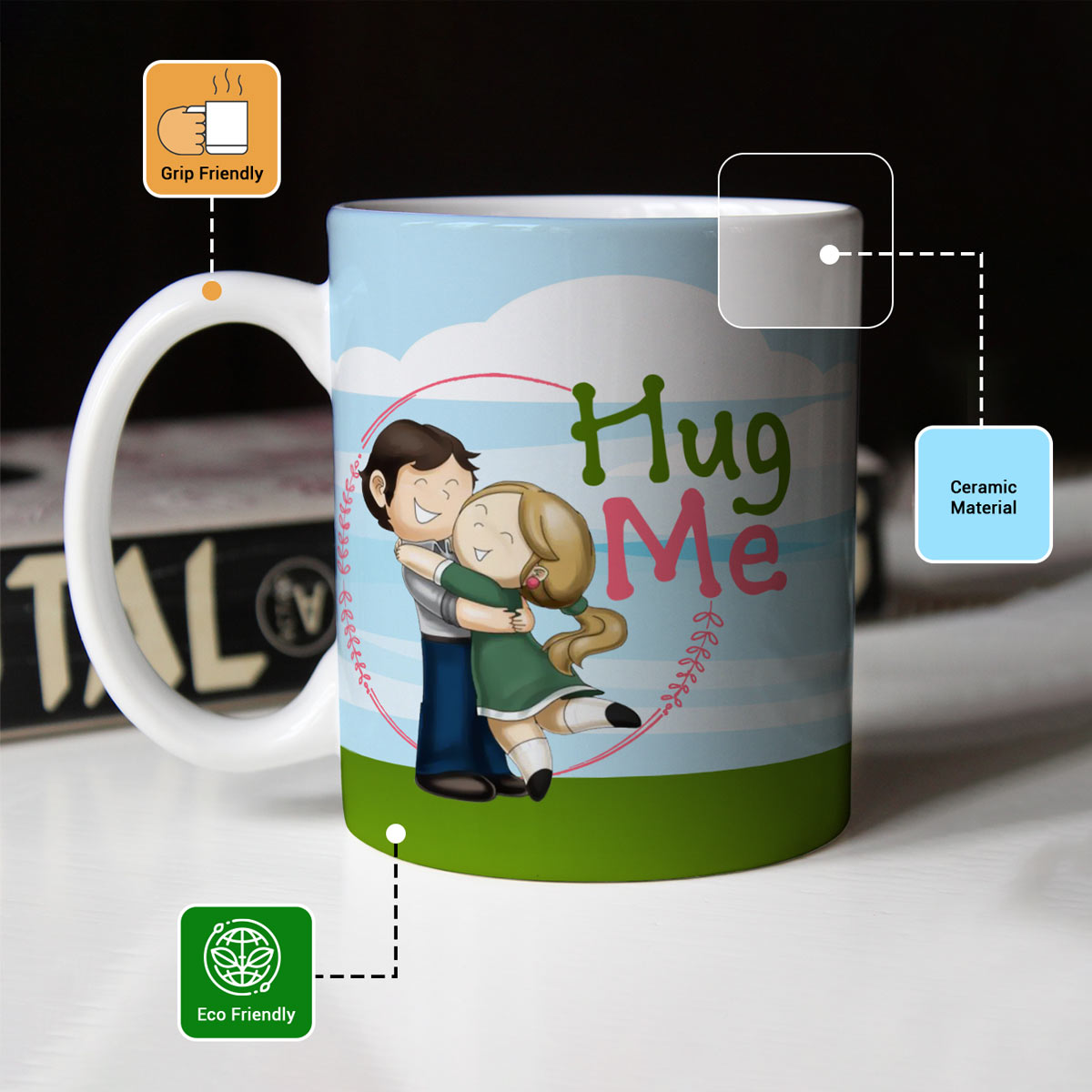 Hug Me Couple Coffee Mug Gift for Hug Day-3