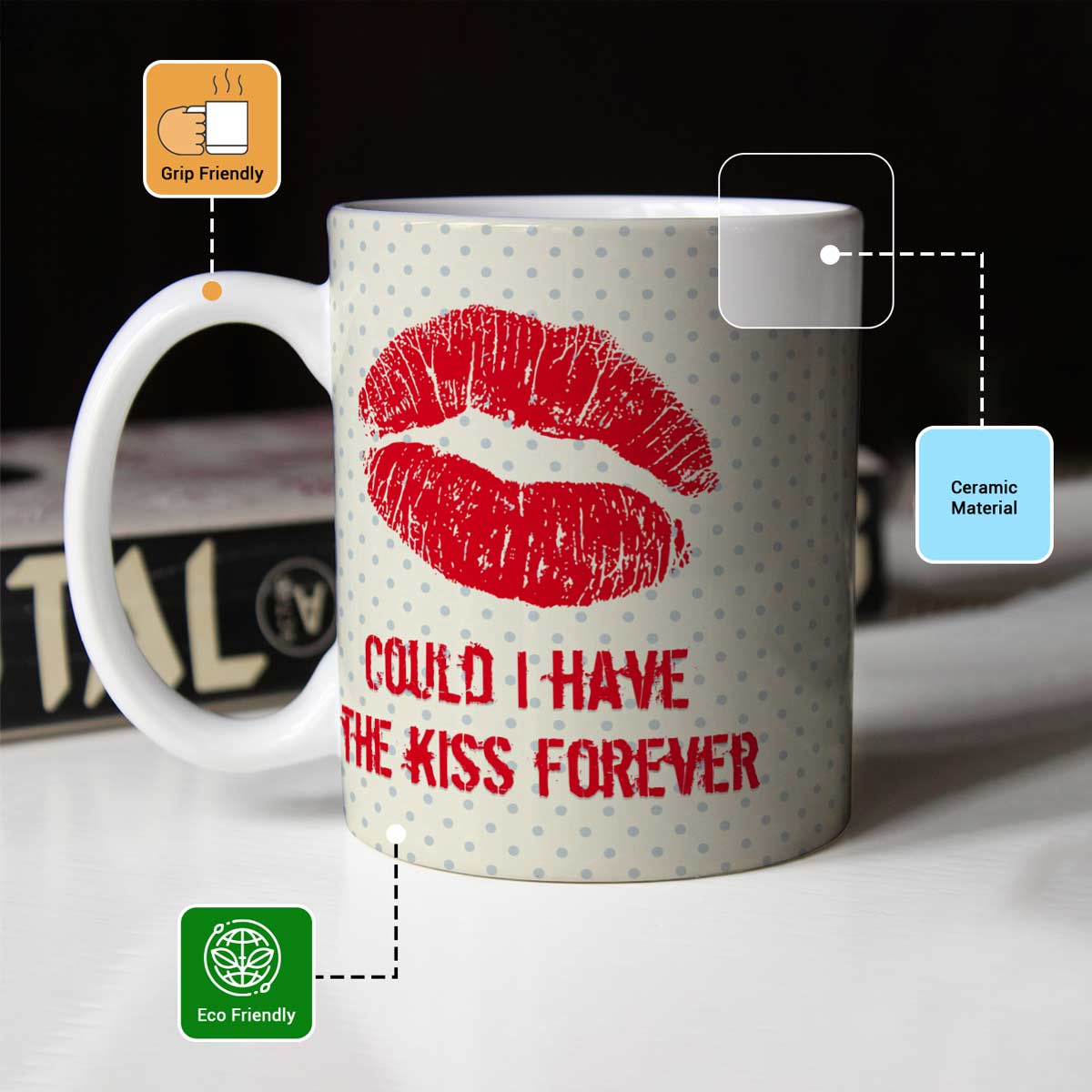 The Kiss Forever Couple Coffee Mug Gift for Kiss Day-1