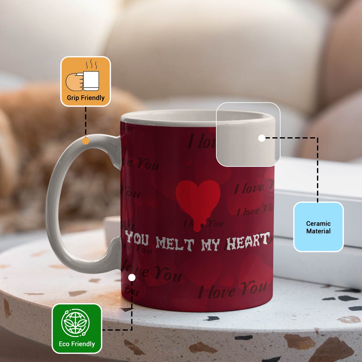Melt My Heart Couple Coffee Mug Gift for Chocolate Day-4