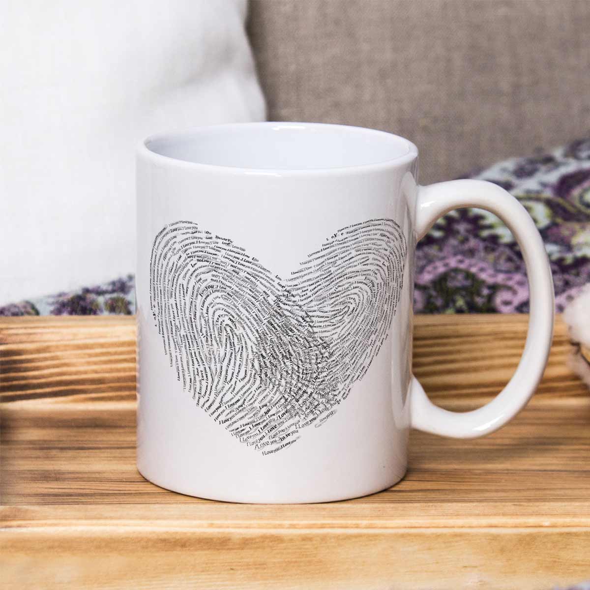 Interlocked Fingerprints Printed Couple Coffee Mug Gift for Valentine's Day-1