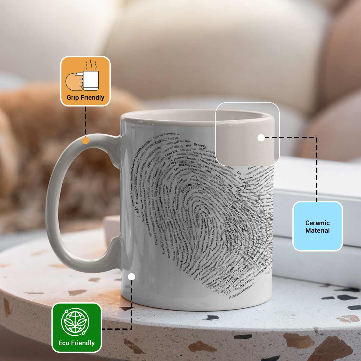 Interlocked Fingerprints Printed Couple Coffee Mug Gift for Valentine's Day-3