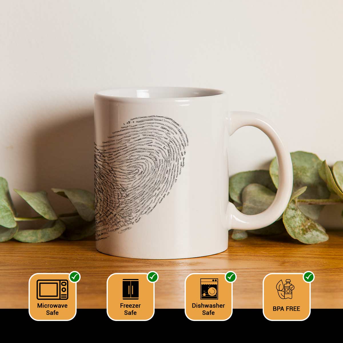 Interlocked Fingerprints Printed Couple Coffee Mug Gift for Valentine's Day-2