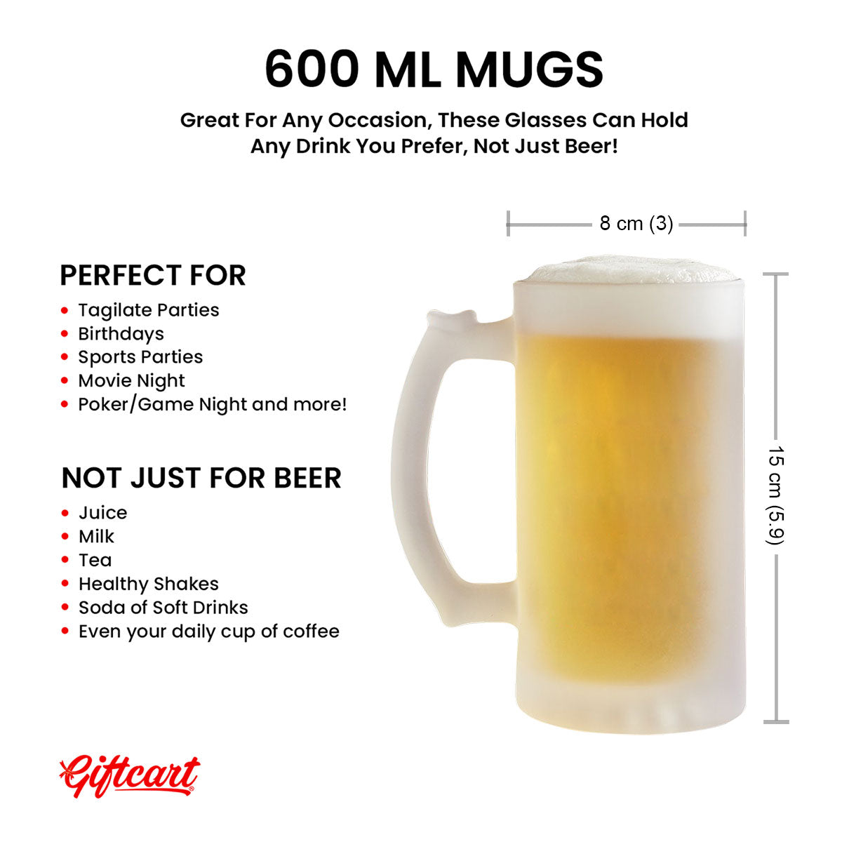 Create Your Own Personalised Transparent Beer Mug 600ml - Beer Lover Gift