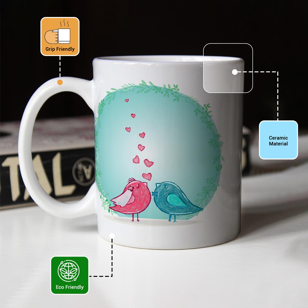 Love Birds Ceramic Mug-3