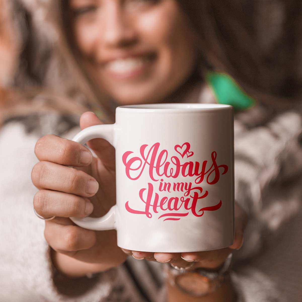 Always In My Heart Ceramic Couple Coffee Mug Gift for Valentine's Day-1