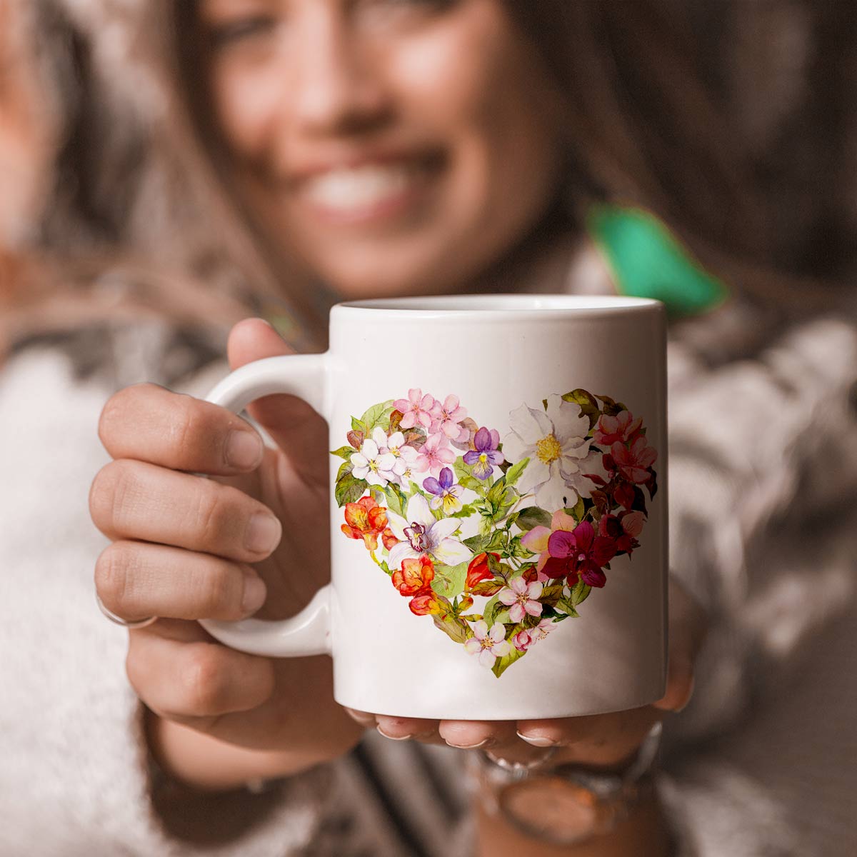 Flower Heart Ceramic Mug