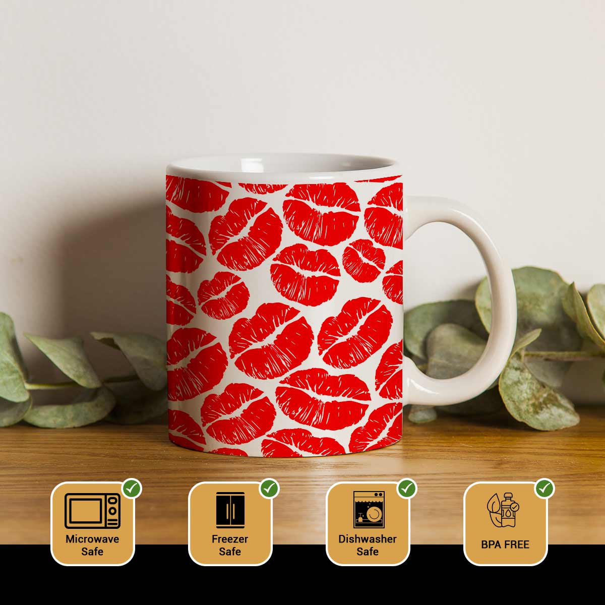 Kisses Ceramic Couple Coffee Mug Gift for Valentine's Day-2