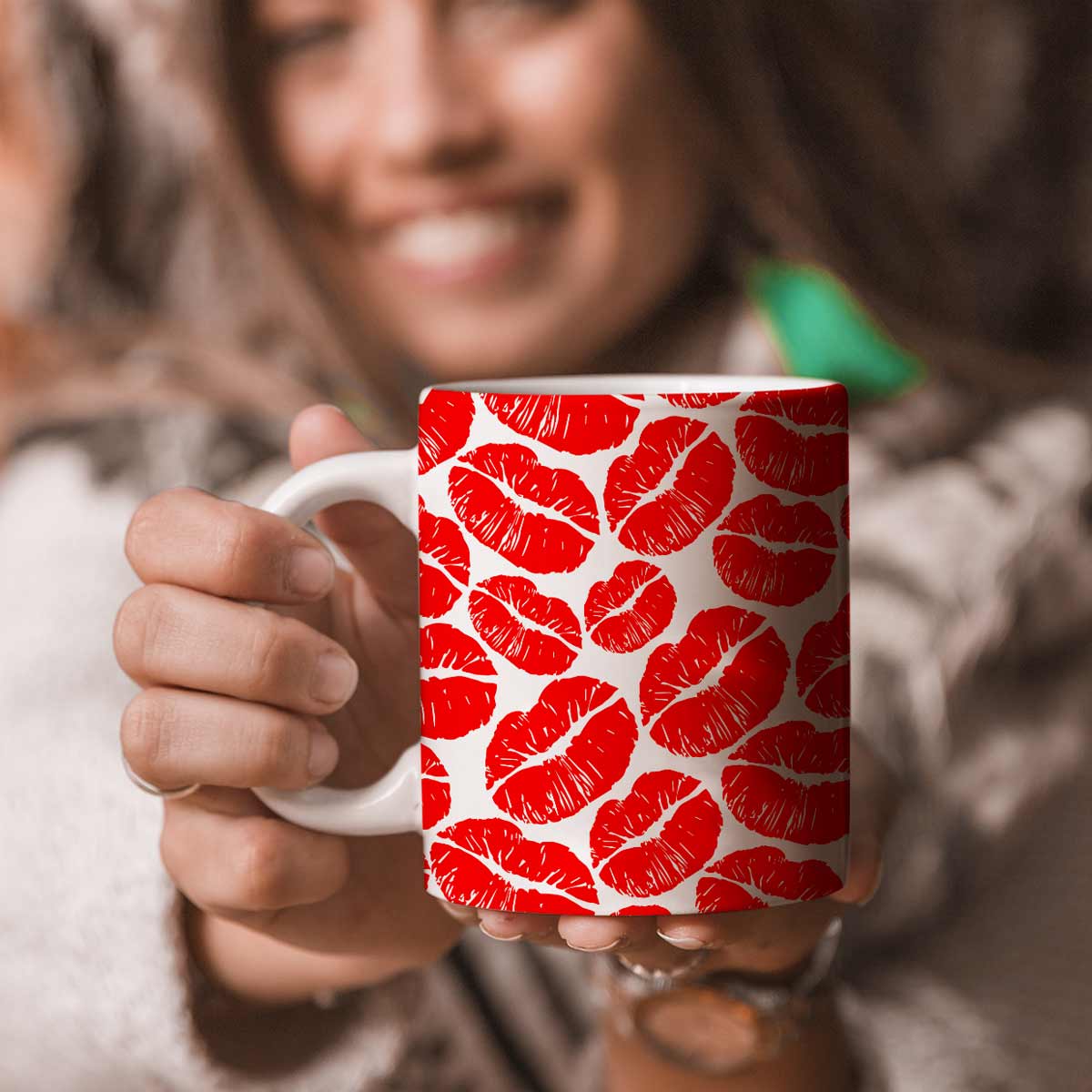 Kisses Ceramic Couple Coffee Mug Gift for Valentine's Day-1