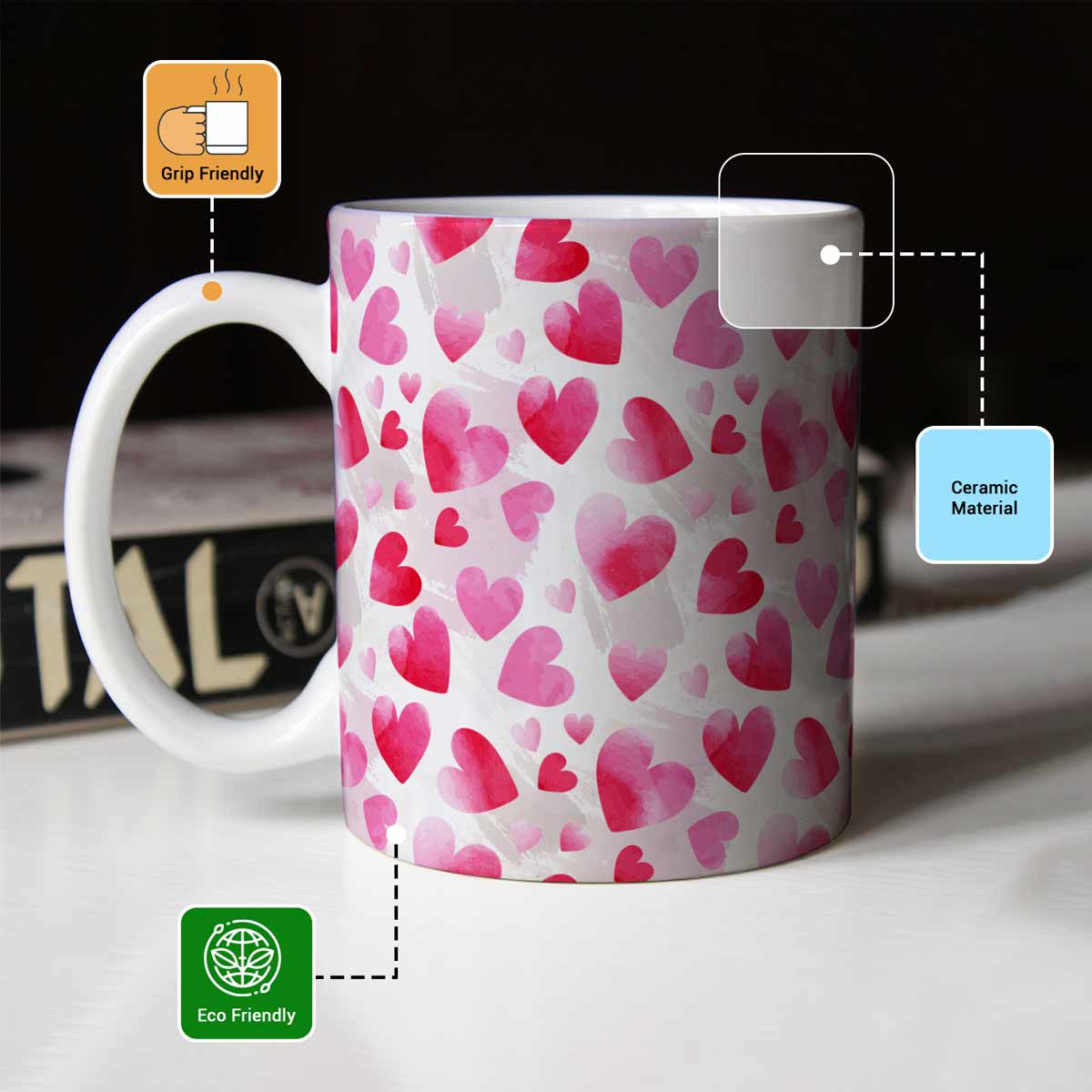 Pastel Heart Ceramic Mug-3