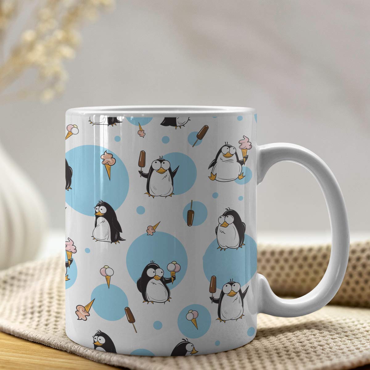 Penguin Print Ceramic Mug-4
