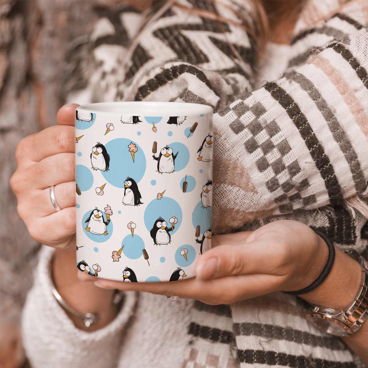 Penguin Print Ceramic Mug-1