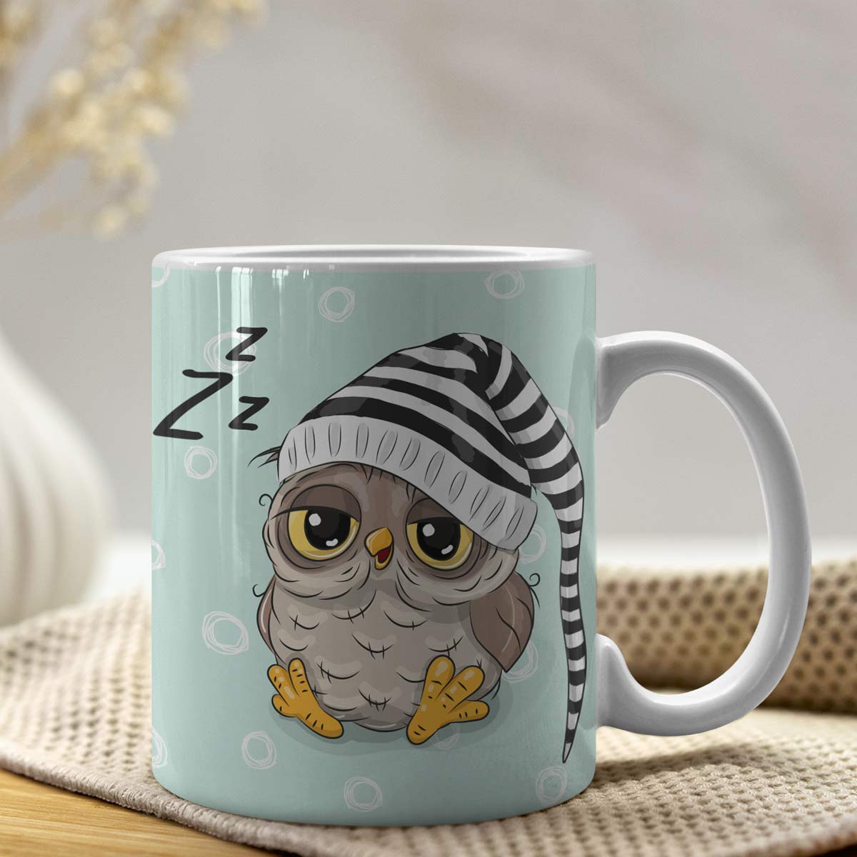 Sleepy Owl Ceramic Mug