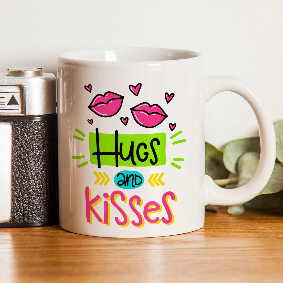 Hugs & Kisses Ceramic Couple Coffee Mug Gift for Valentine's Day-1