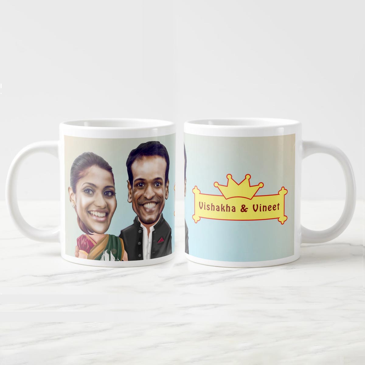 Personalised Indian Couple Caricature Mug