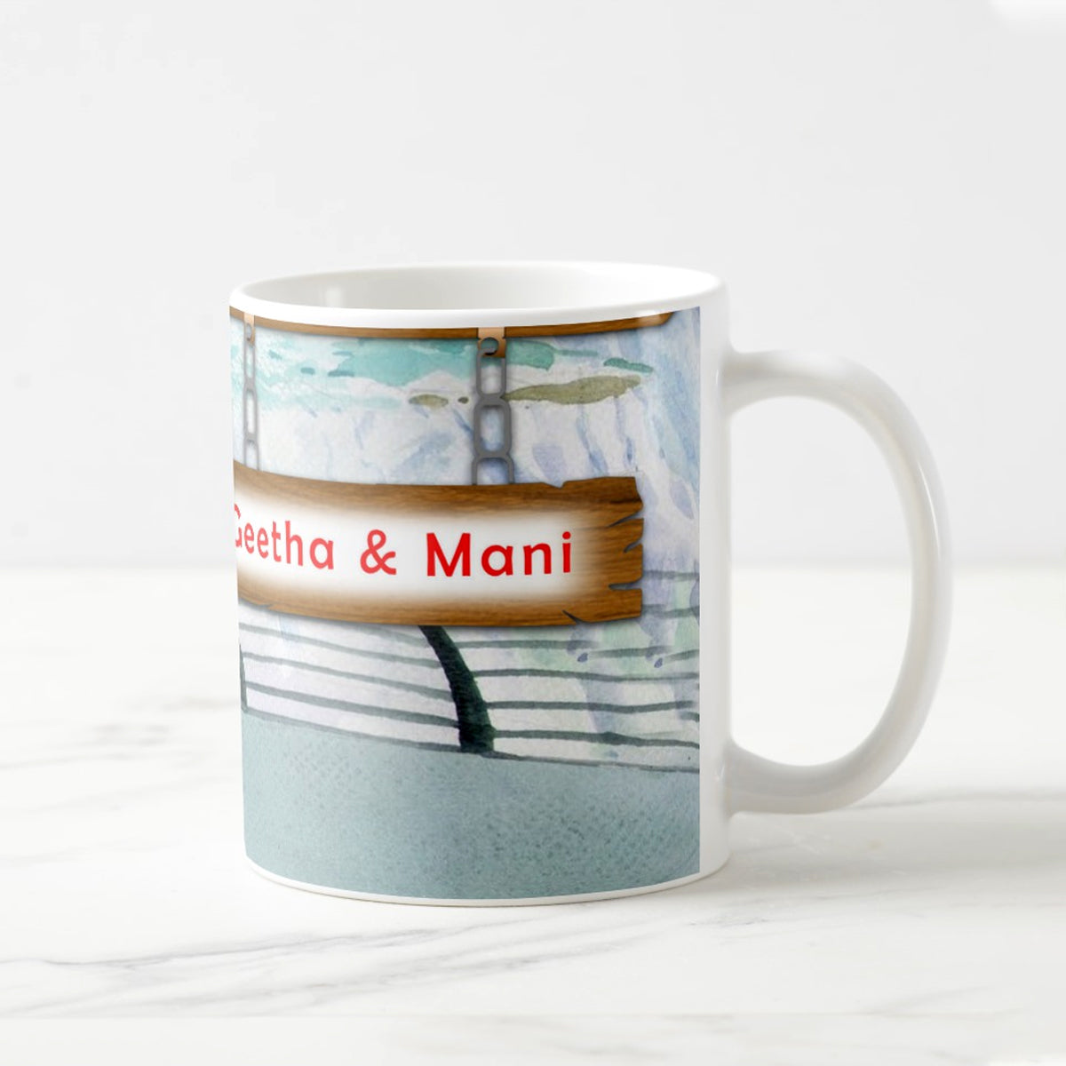 Personalized Couple Caricature With Couple Name Coffee Mug for Valentine's Day-3