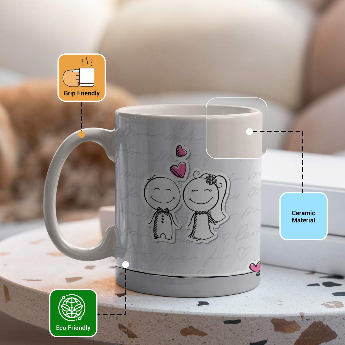 Me & You Ceramic Couple Coffee Mug Gift for Valentine's Day-3