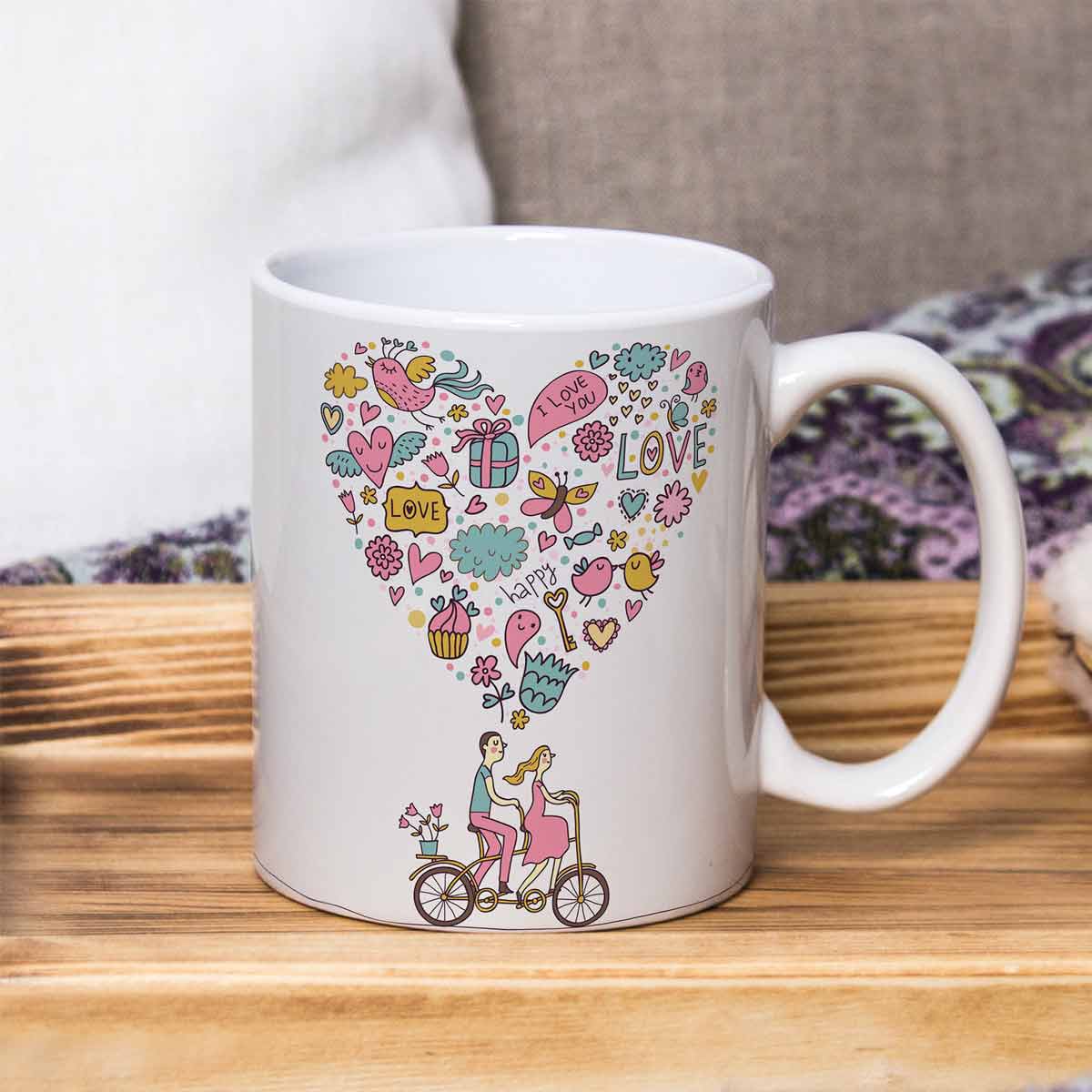 Love Ride Ceramic Couple Coffee Mug Gift for Valentine's Day-4