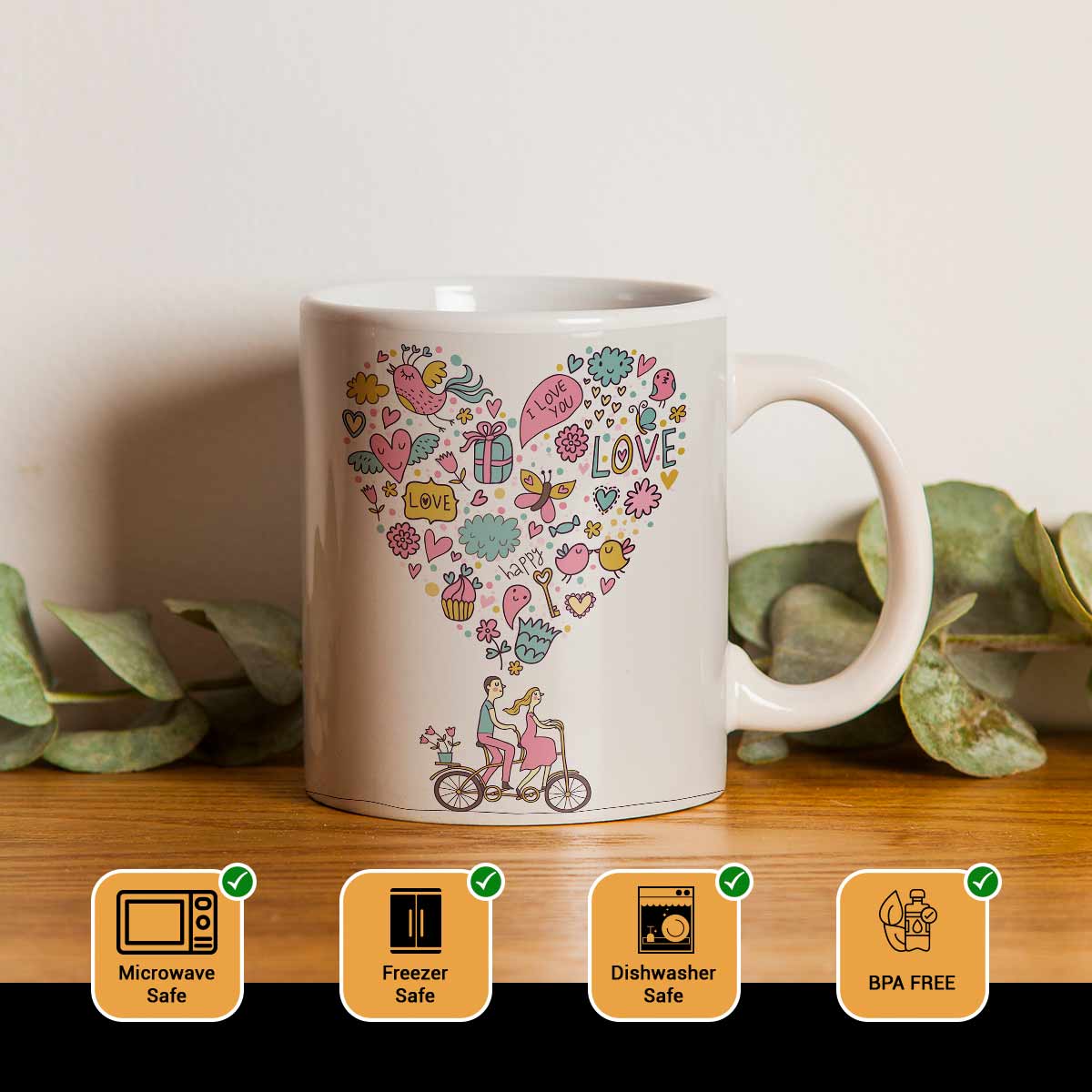 Love Ride Ceramic Couple Coffee Mug Gift for Valentine's Day-2