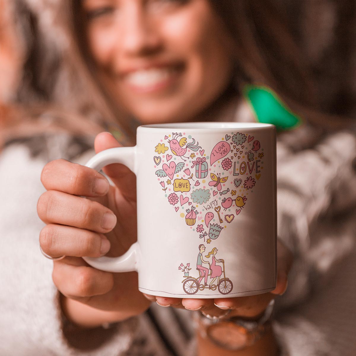 Love Ride Ceramic Couple Coffee Mug Gift for Valentine's Day-1