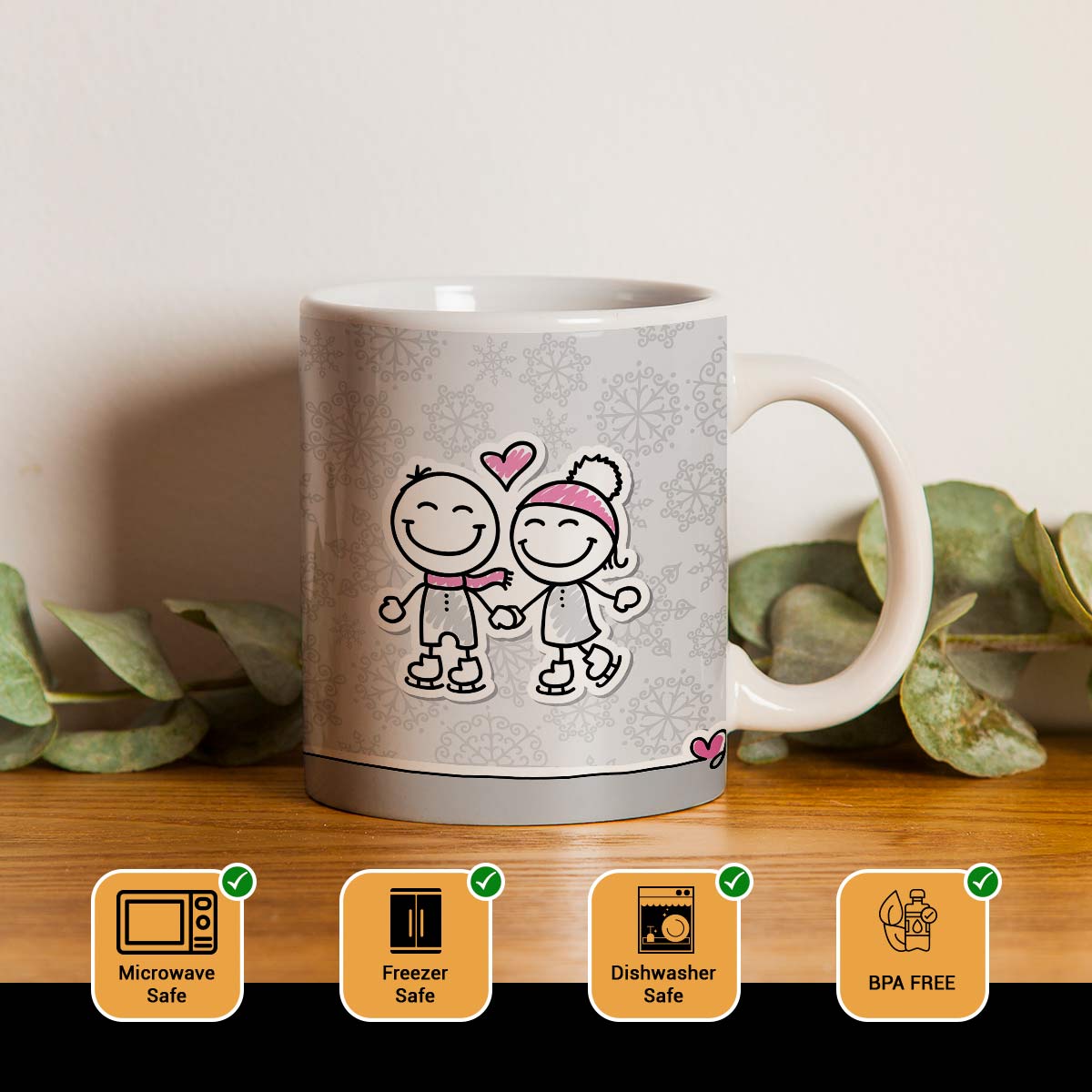 Cosy Ceramic Couple Coffee Mug Gift for Valentine's Day-2