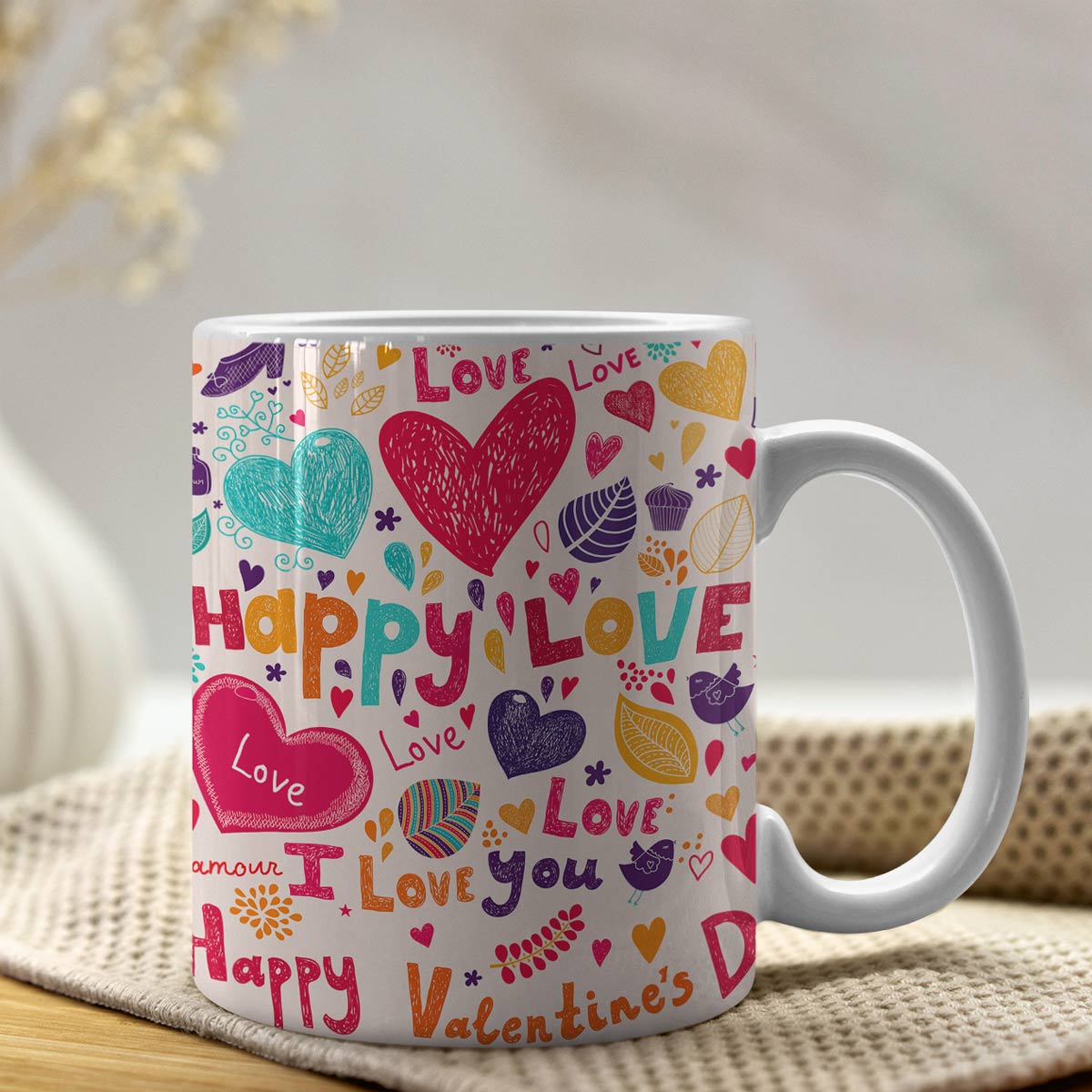 Happy Love Ceramic Couple Coffee Mug Gift for Valentine's Day-4