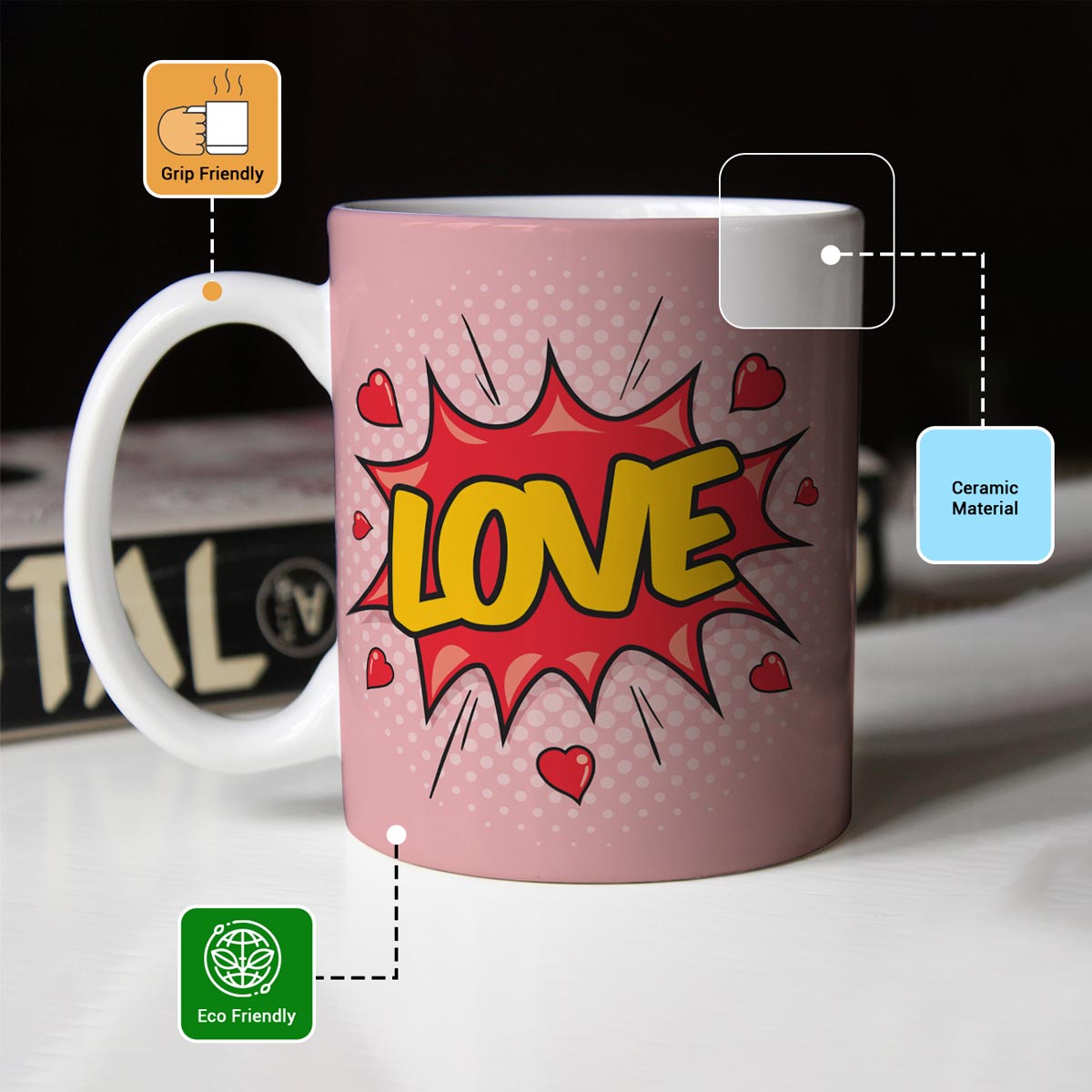 Love Bomb Ceramic Couple Coffee Mug Gift for Valentine's Day-6