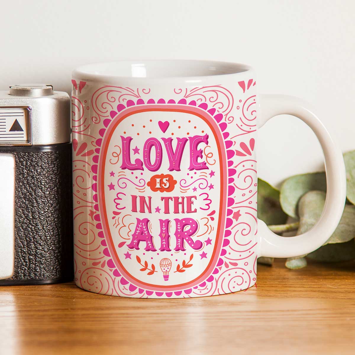 Love Is In The Air Ceramic Couple Coffee Mug Gift for Valentine's Day-1
