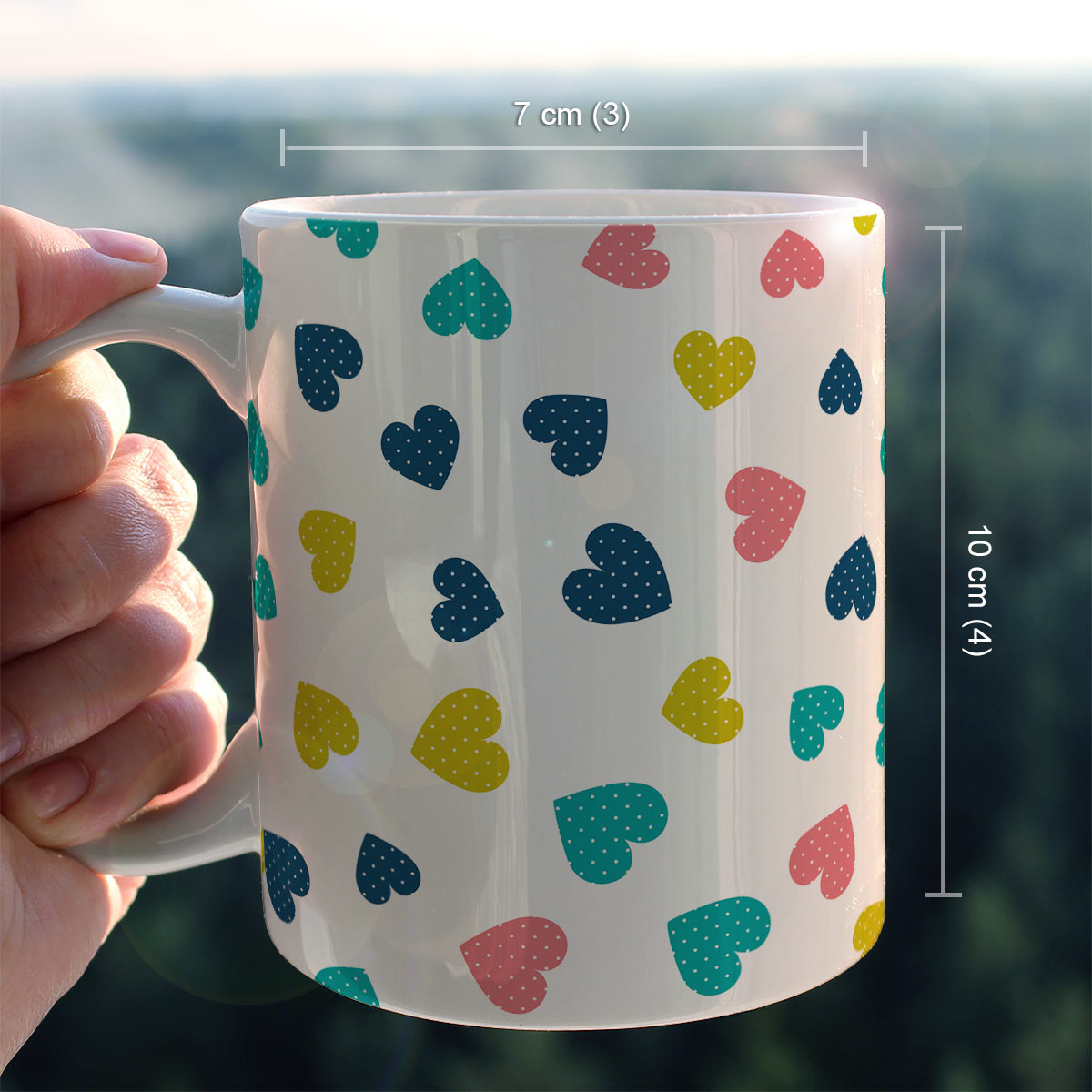 Colourful Hearts Printed Ceramic Couple Coffee Mug Gift for Valentine's Day-6