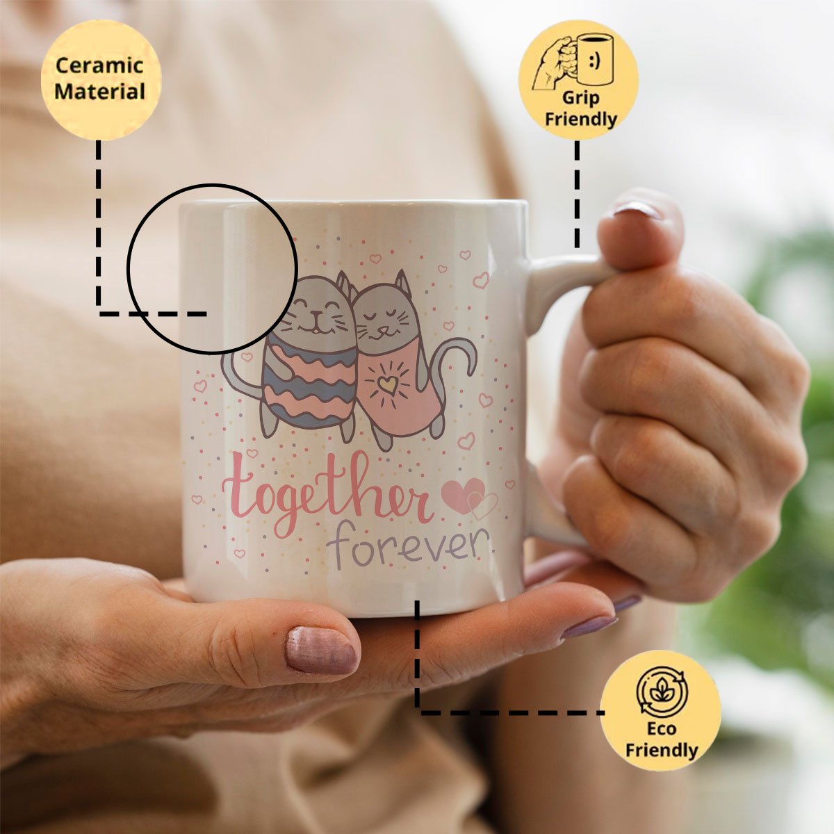 Together Forever Mine Ceramic Coffee Mug Gift for Valentine's Day-3
