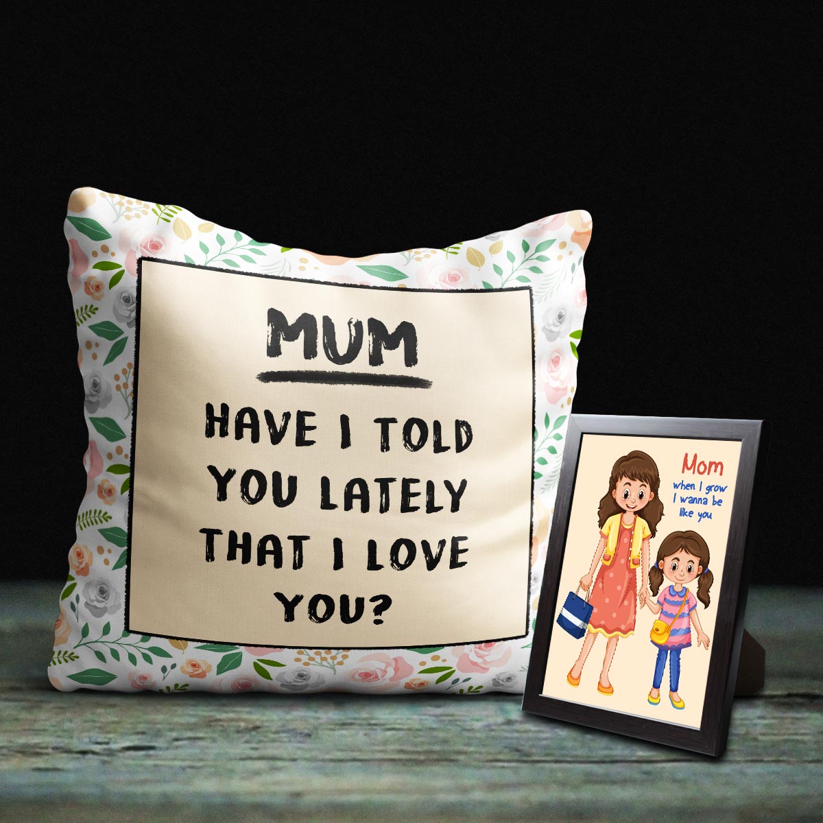 Love You Cushion & Photo Frame for Mom-2