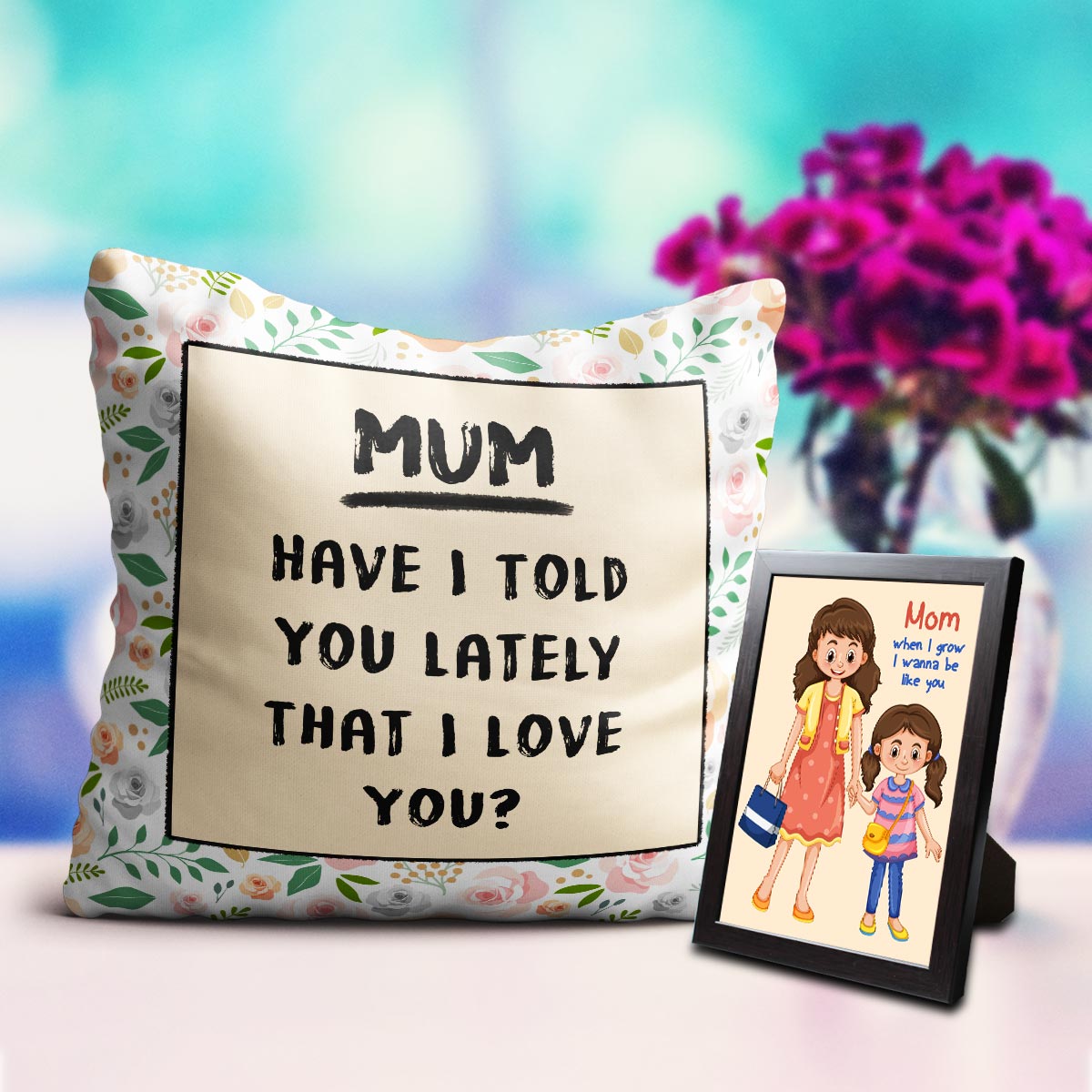 Love You Cushion & Photo Frame for Mom-1