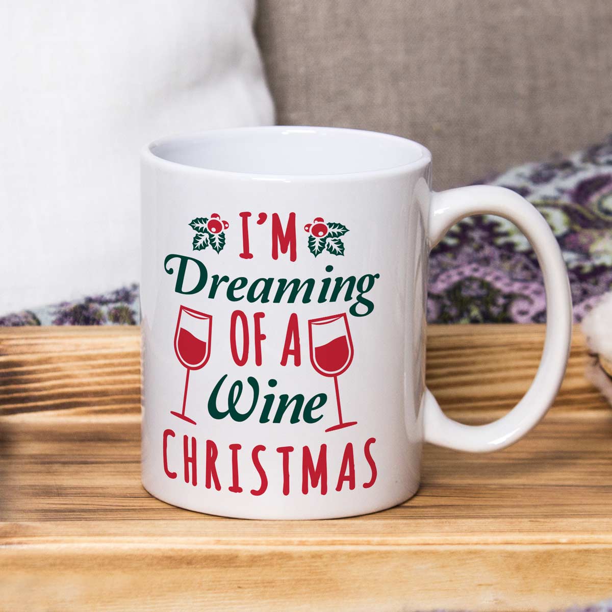 Christmas Dreaming Of Wine Ceramic Mug-1