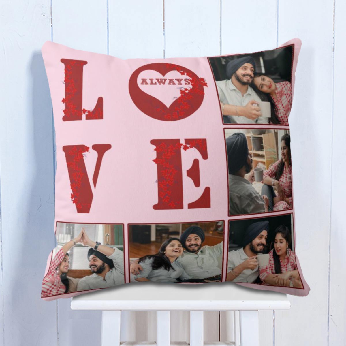 Personalized Love Always Photo Cushion for Couple 1