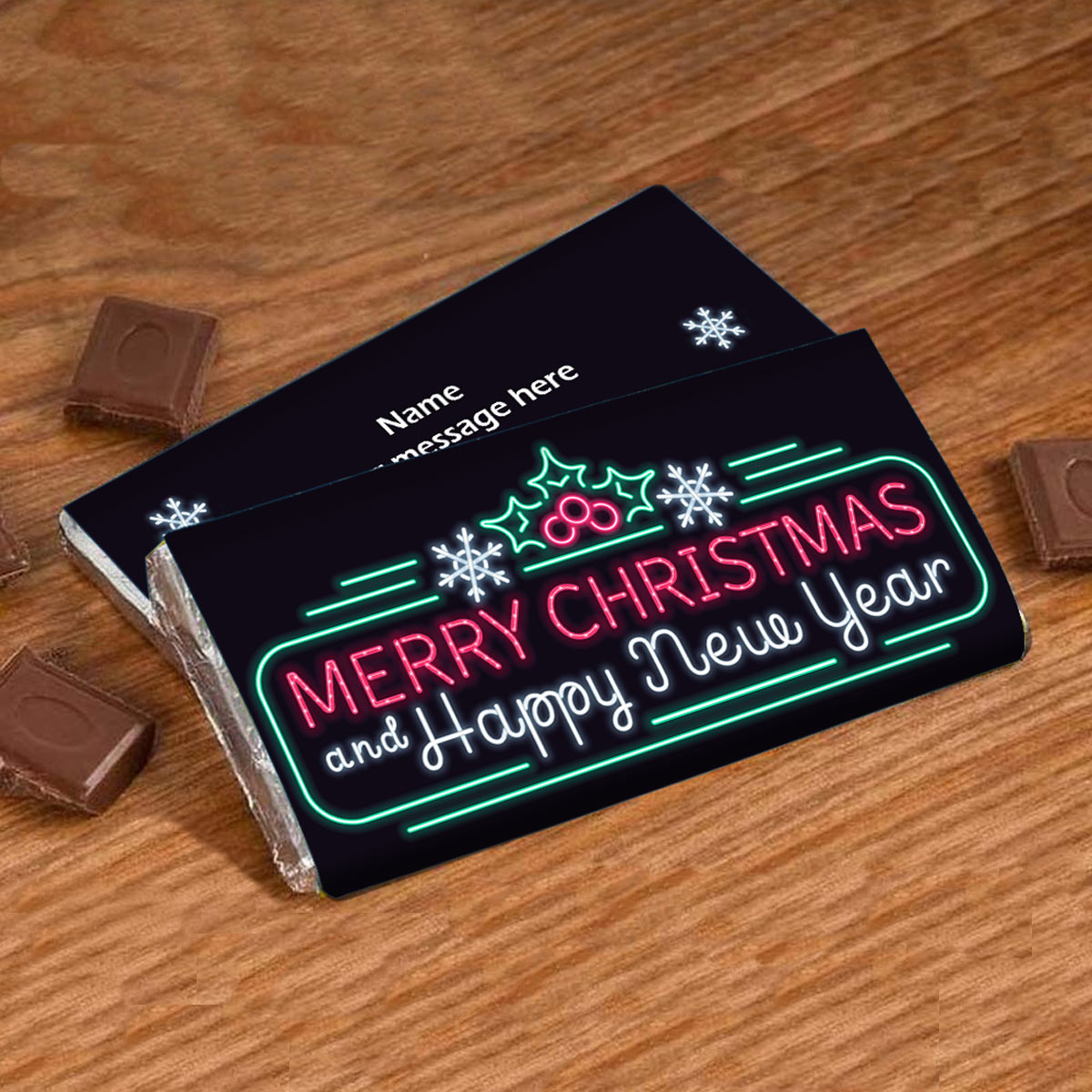 Personalised Chocolate Bar Xmas & New Year Wishes