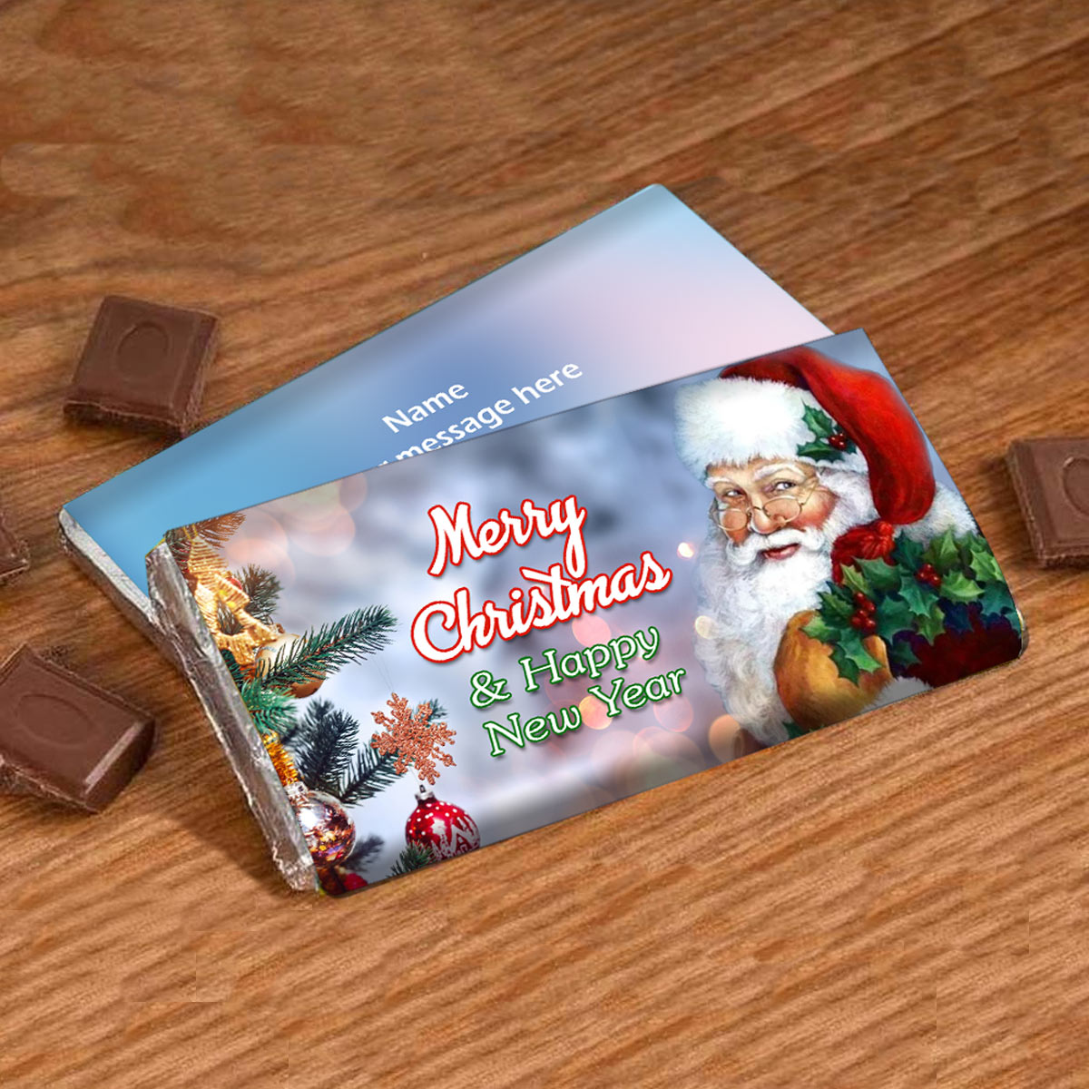Personalised Santa wishes Merry Christmas Chocolate Bar