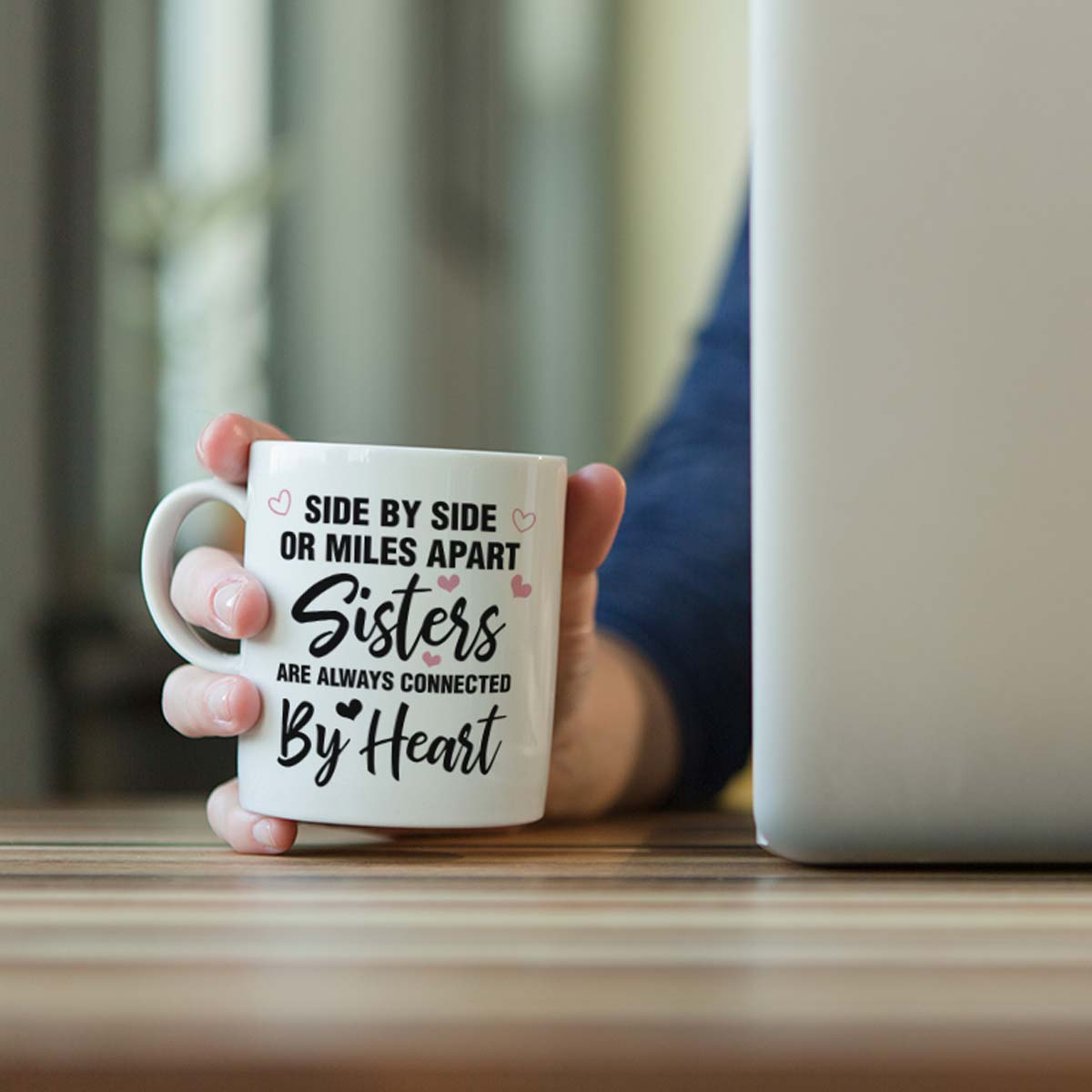 Sisters are Always Connected by Heart Mug