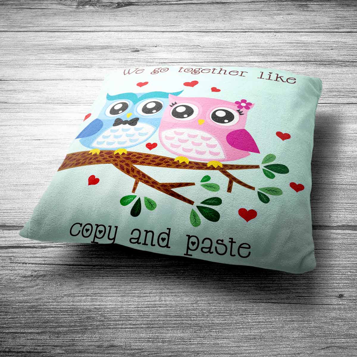 Go Together Like Copy and Paste Blue Cushion Gift for Valentine's Day 2