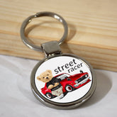Street Racer Round Metal Keychain-1