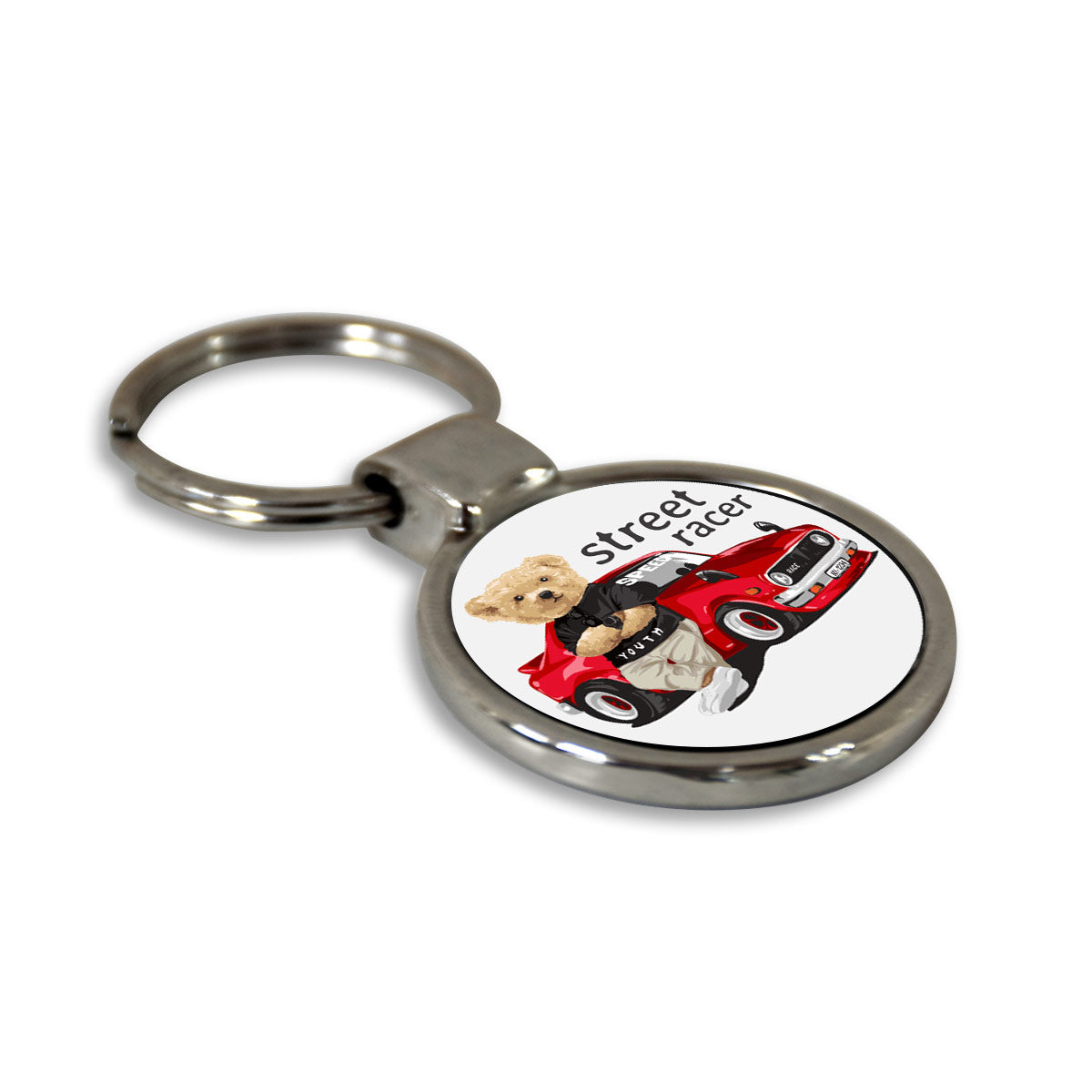 Street Racer Round Metal Keychain-4