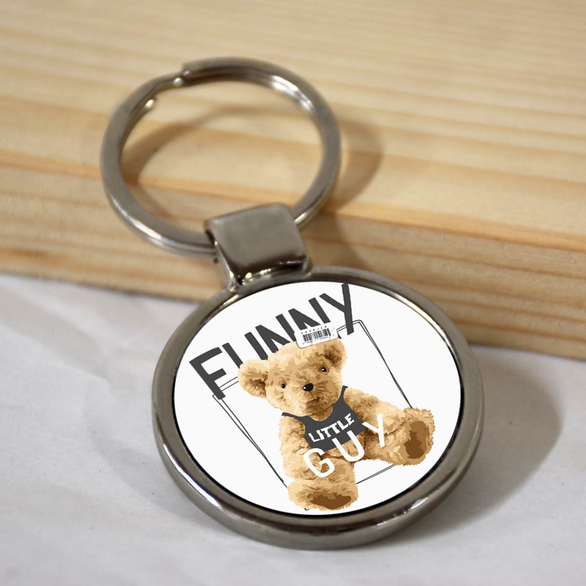 Funny Little Guy Round Metal Keychain-1