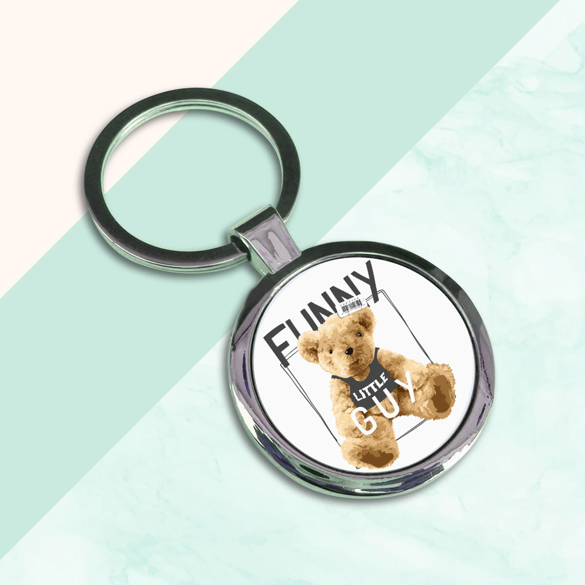 Funny Little Guy Round Metal Keychain-6