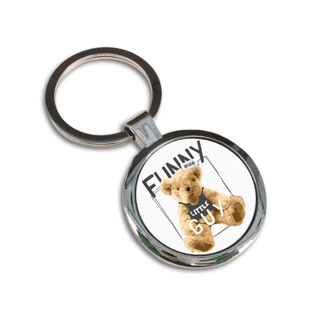 Funny Little Guy Round Metal Keychain-5