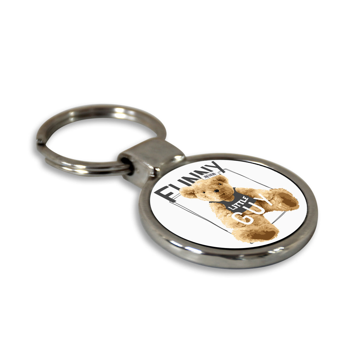 Funny Little Guy Round Metal Keychain-4